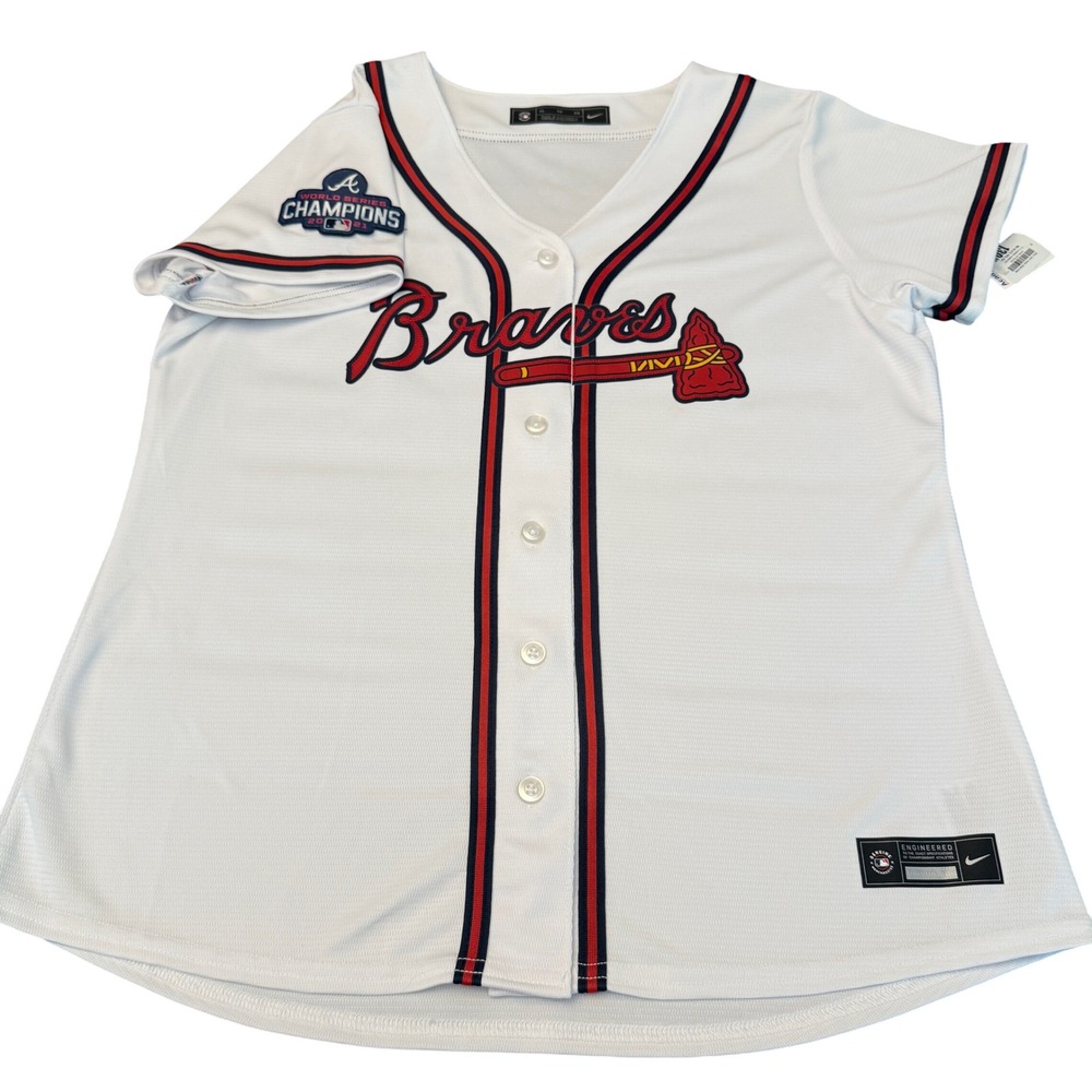 Nike Atlanta Braves 2021 World Series Champions Jersey Womens XL White New